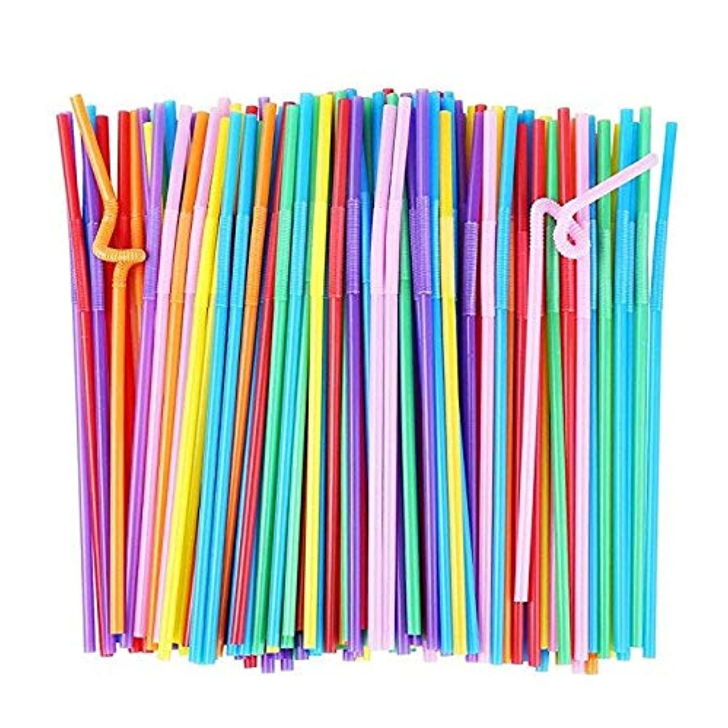 100Pcs Multicolor Plastic Straw Flexible Bendable Straw Drinking Straws Valentine'S Day Wedding Birthday Party Decoration Gift,