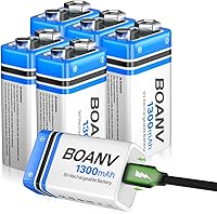 Vista 11 de 2 baterías recargables de 1300 mAh 9 V, batería recargable de litio USB de 9 V de larga duración, con cable de carga 2 en 1, para detectores
