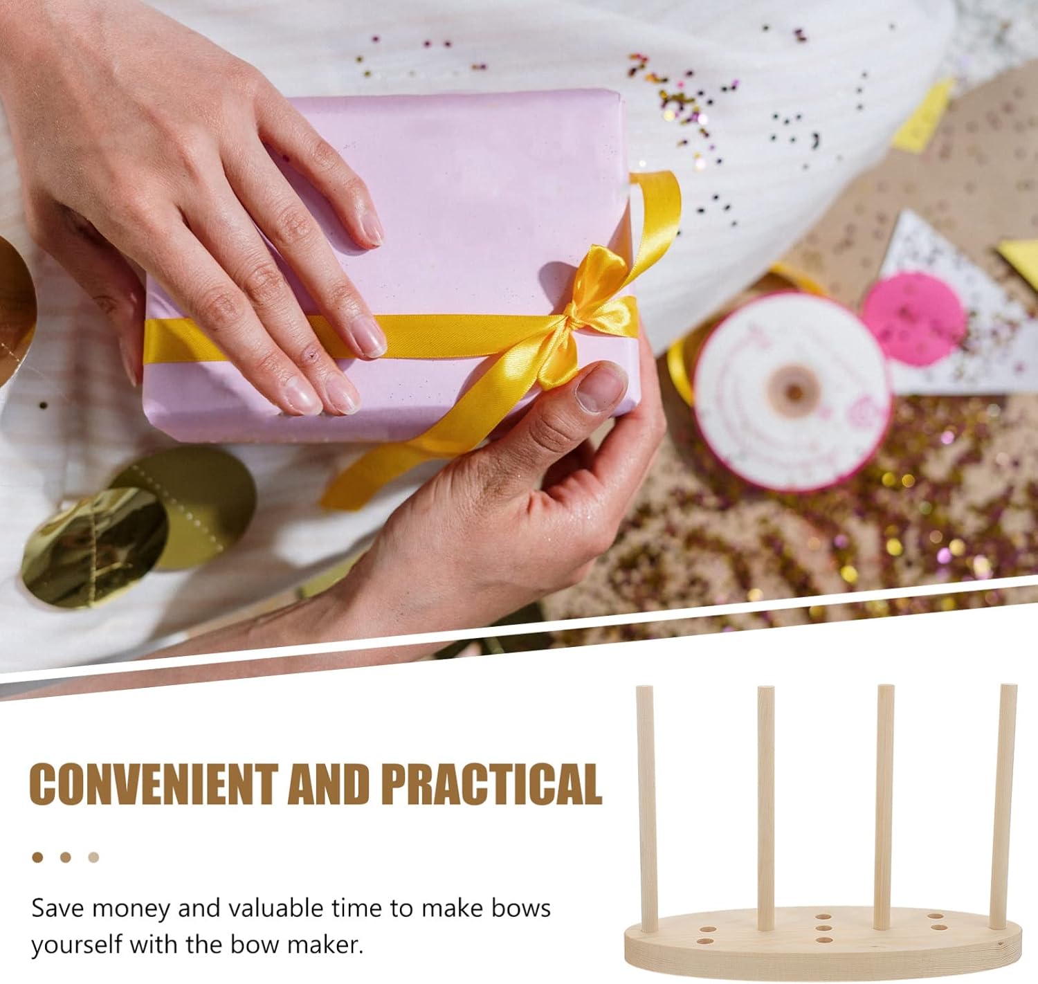 EXCEART 1 Set Corsage Maker Homemade Bow Maker Gifts Bows Making Tool Bow Making Tool for Ribbon Bowknot Maker Large Bow Maker DIY Tools pro Bow Maker DIY Bow Sander Wrist Toolkit Wooden