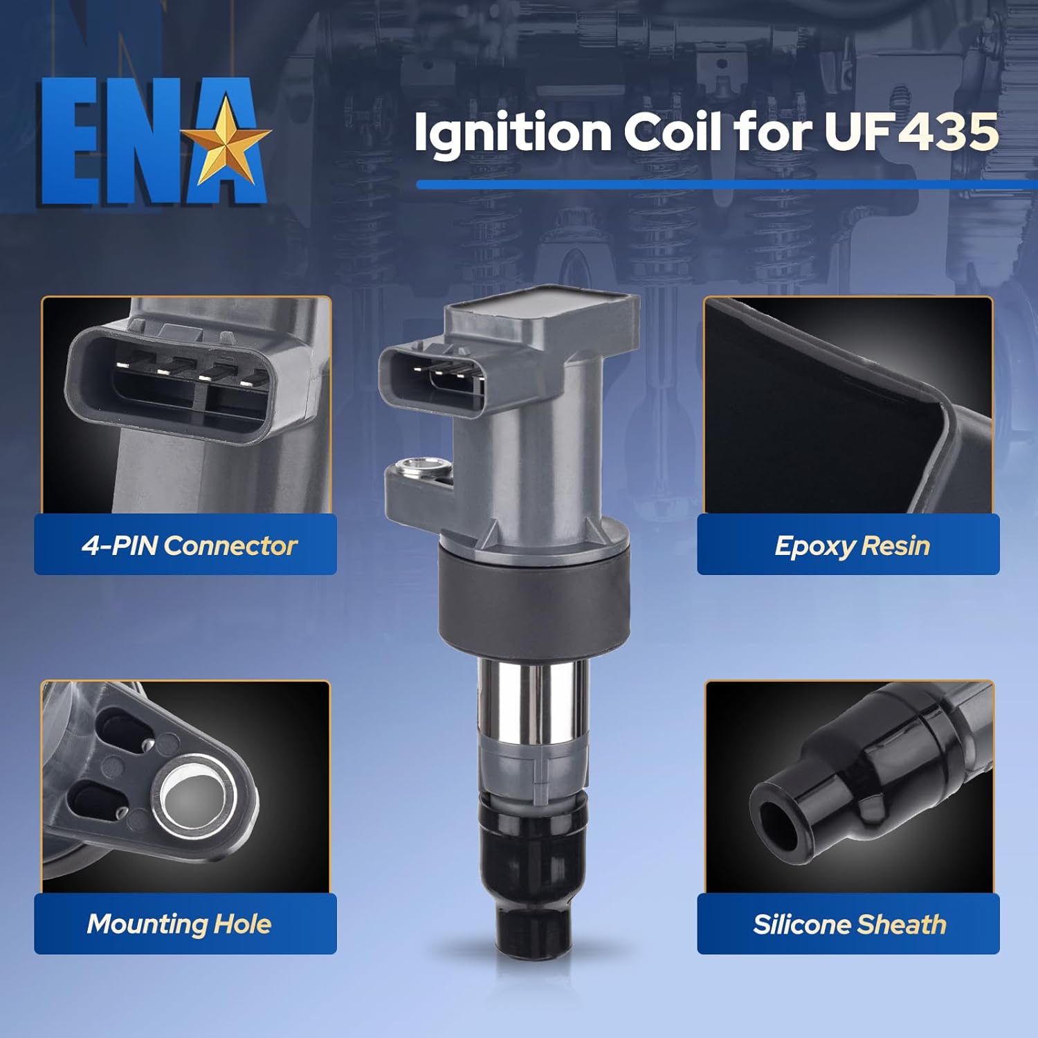 ENA Set of 6 Ignition Coil Pack with 6 Platinum Spark Plug Compatible with Jaguar 2003-2008 S-Type 3.0L, 2001-2005 X-Type 2.5L, 2001-2008 X Type 3.0L Replacement for UF435 5C1399 SP479