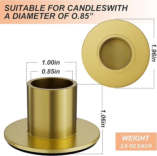 Miniatura 2 de 6 portavelas de latón dorado y juego de 2 portavelas dorados para velas de pilar, portavelas para centro de mesa, decoración festiva de chimenea de