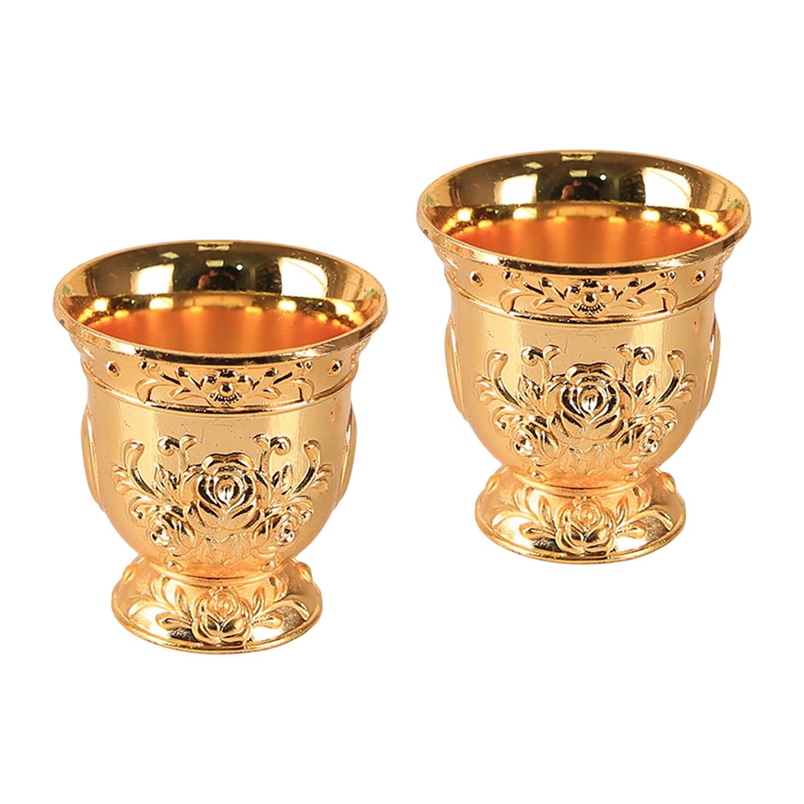 Elnwnnkc Of 2 Elegant Zincs Alloys Rose Shape Miniature Liquor Glasses for Cocktails and Home Decoration Old Rose Wine Glass