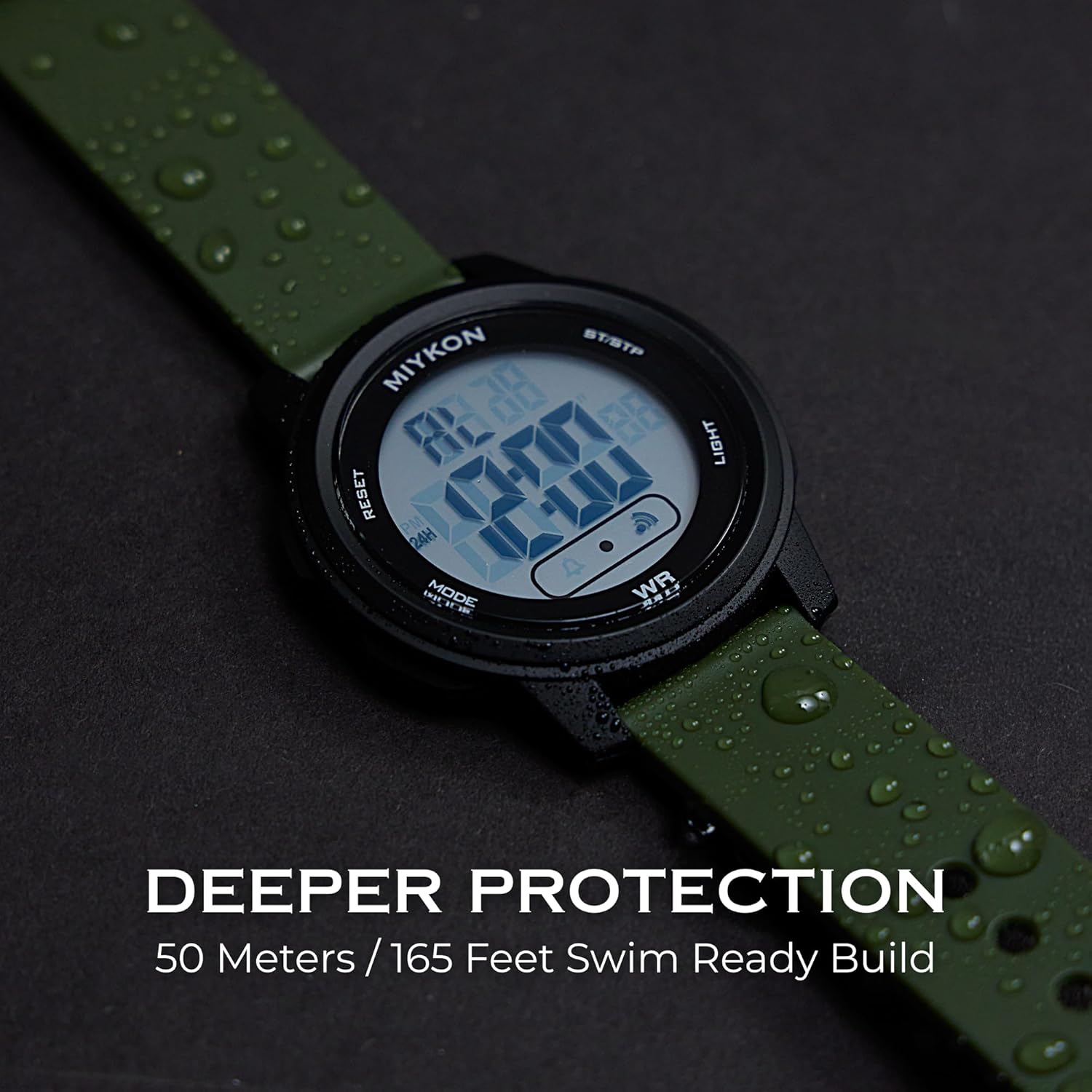 Miykon Ultra-Thin Digital Watch for Men – Minimalist Waterproof Sports Watch with Large Easy to Read Display – Shockproof Resin, Super Illuminator, Stopwatch & Timer, Alarm, Dual Time, 24hr Military Time