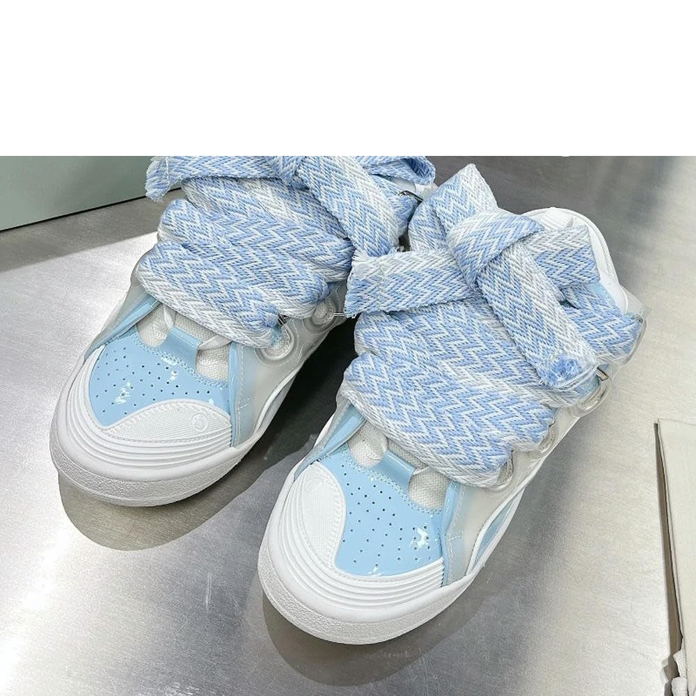 ZBDP - Scarpe sportive da uomo e donna, design a colori con linguetta, stile casual, colorato, in pelle abbinata