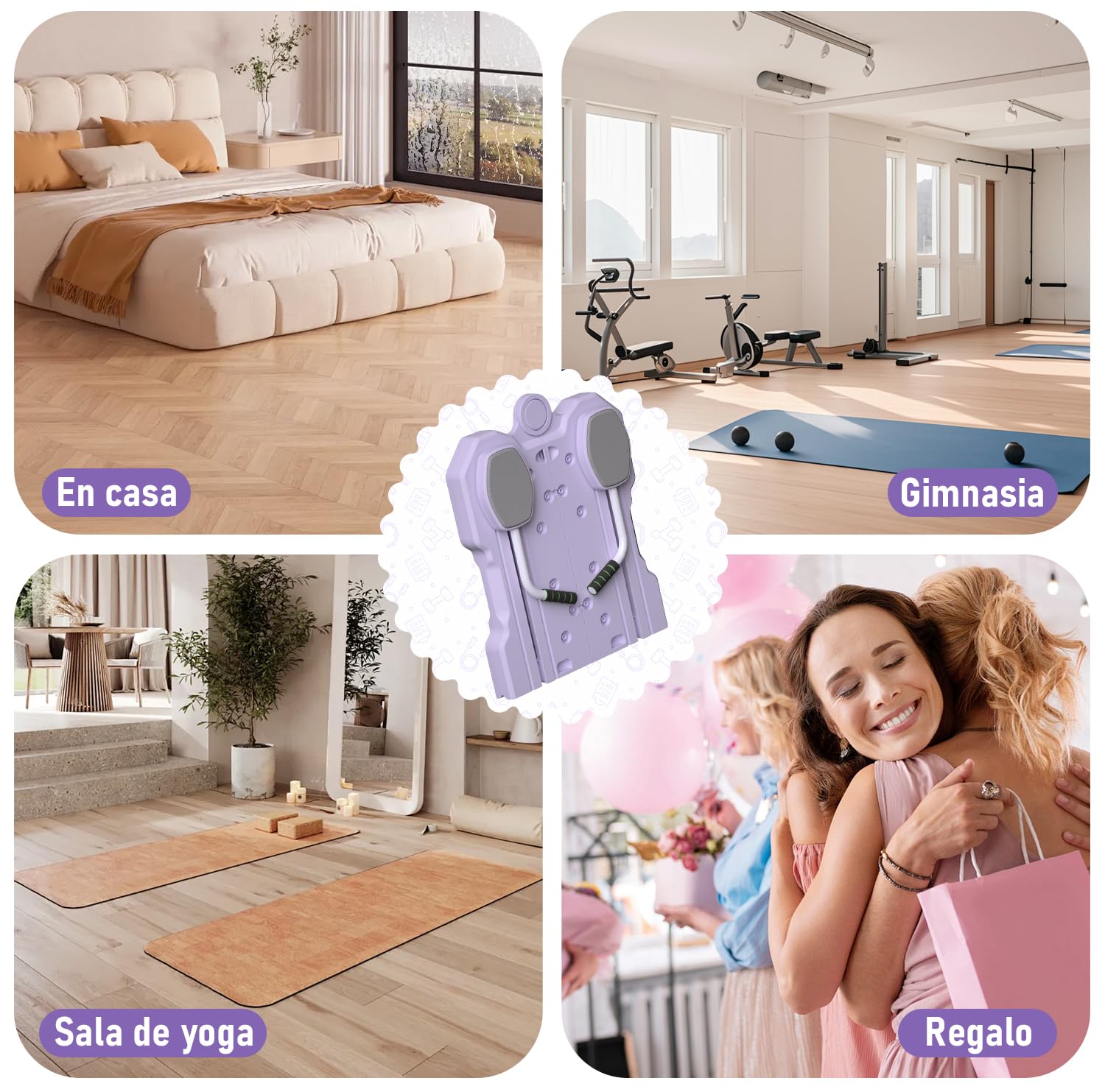 Pilates Reformer,6 in 1 Pilates Board con Rodillo de Abdominales, Bandas de Resistencia con Asas para Gimnasio en casa, Regalo de Fitness para Mujeres
