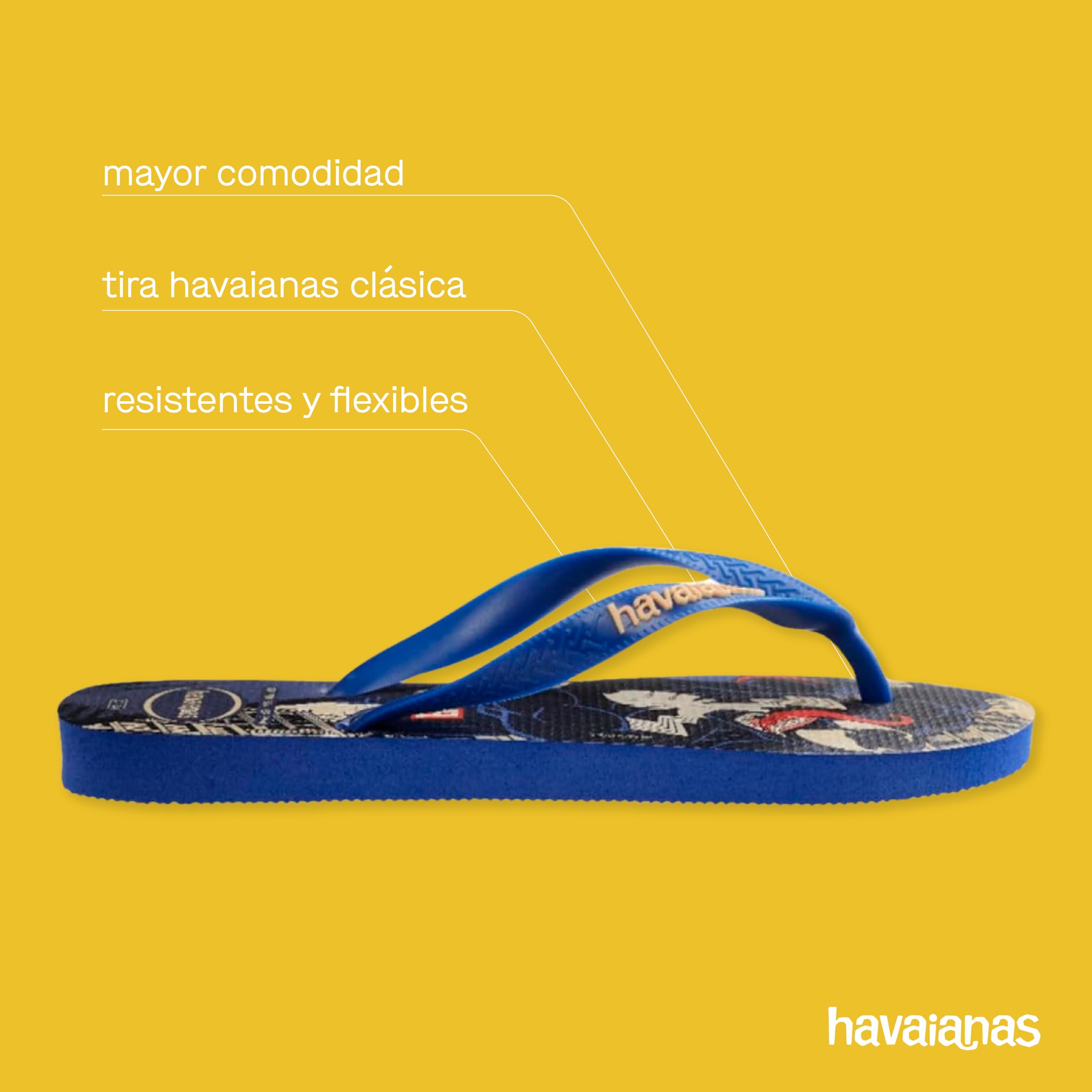Havaianas - Top Marvel Classics, Chanclas Cómodas, Ligeras y Duraderas, Estampado de Cómics de los Superhéroes Marvel, Hombre