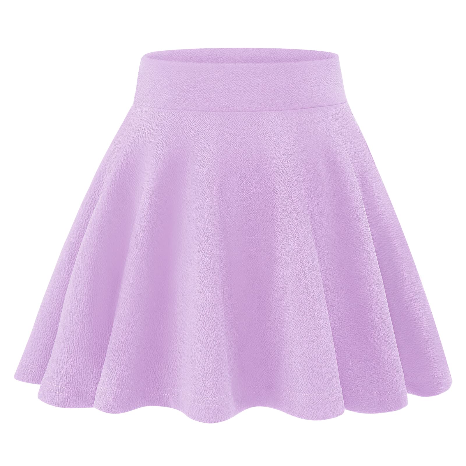 KEREDA Girls Casual Mini High Waist Stretchy Flared Pleated Skater Uniform Skirts