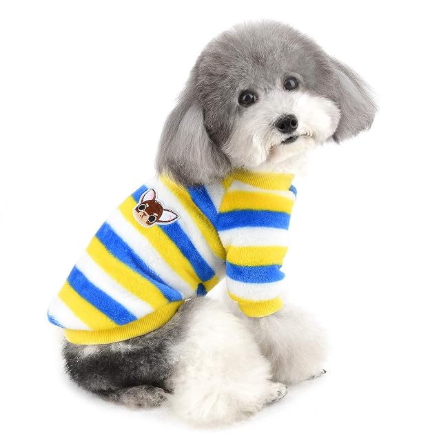 ZUNEA Jerséis Invierno para Perro Pequeño Forro Polar Invierno Abrigos Chaquetas para Cachorros a Rayas…