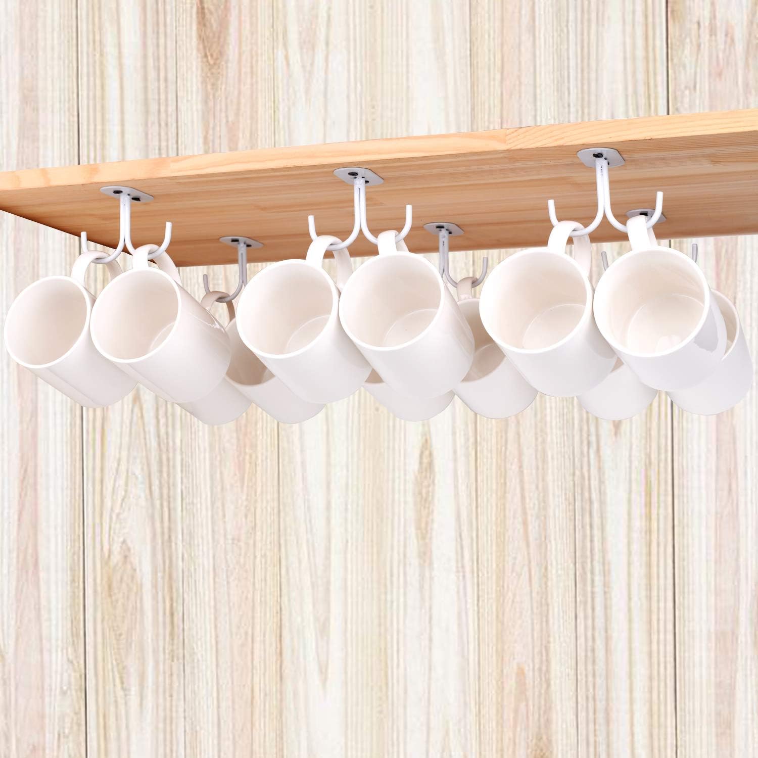 LEVOSHUA Mug Holder, 12 Hook Mug Rack, Coffee Cup Holder