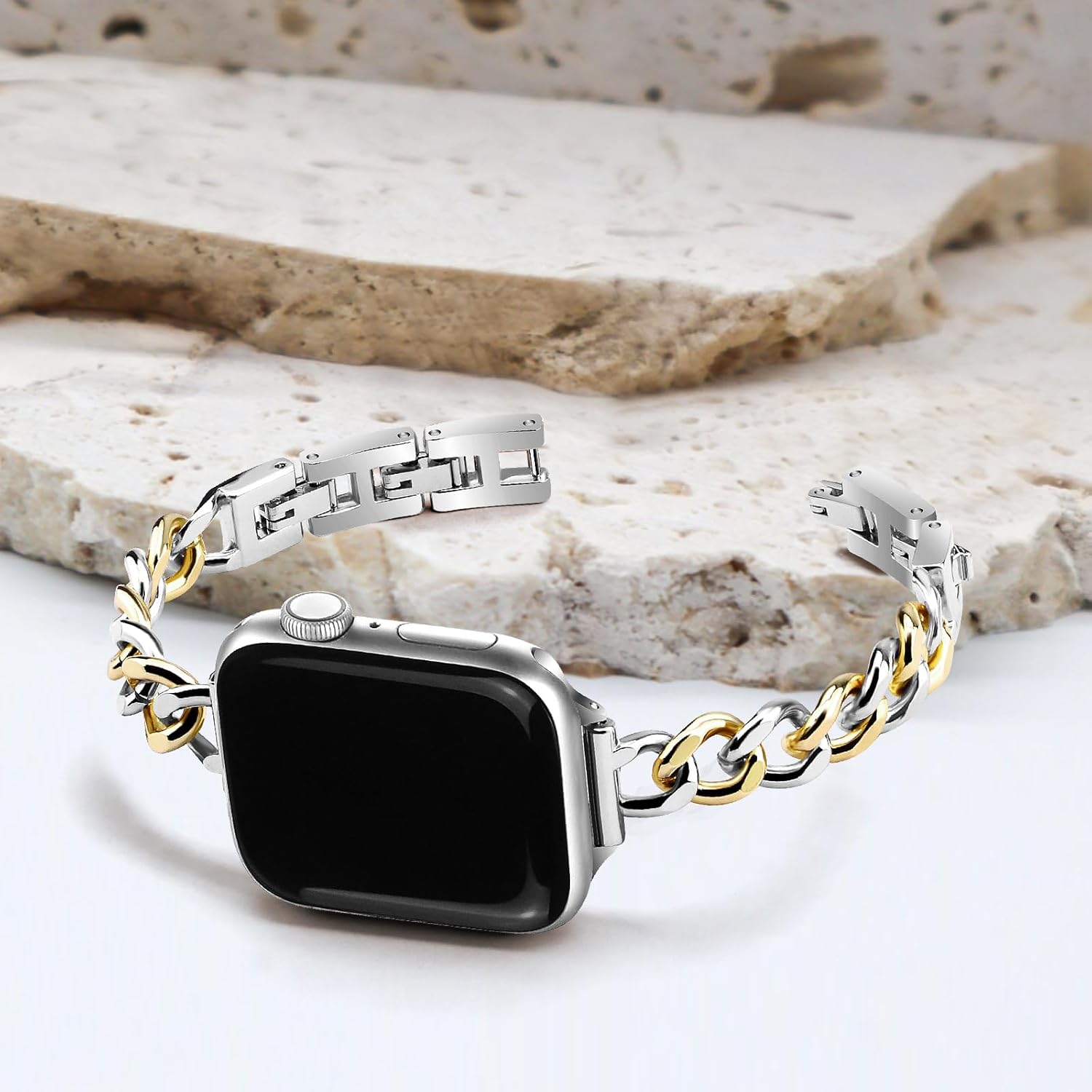 Slim Silver Gold Band for Women Feminine Elegant Compatible with Apple Watch 38/40/41/42mm (S10/11) Adjustable Metal Strap Dressy Chain Bracelet for iWatch Series 11/10/9/8/7/6/5/4/SE/3/2/1 - Image 6