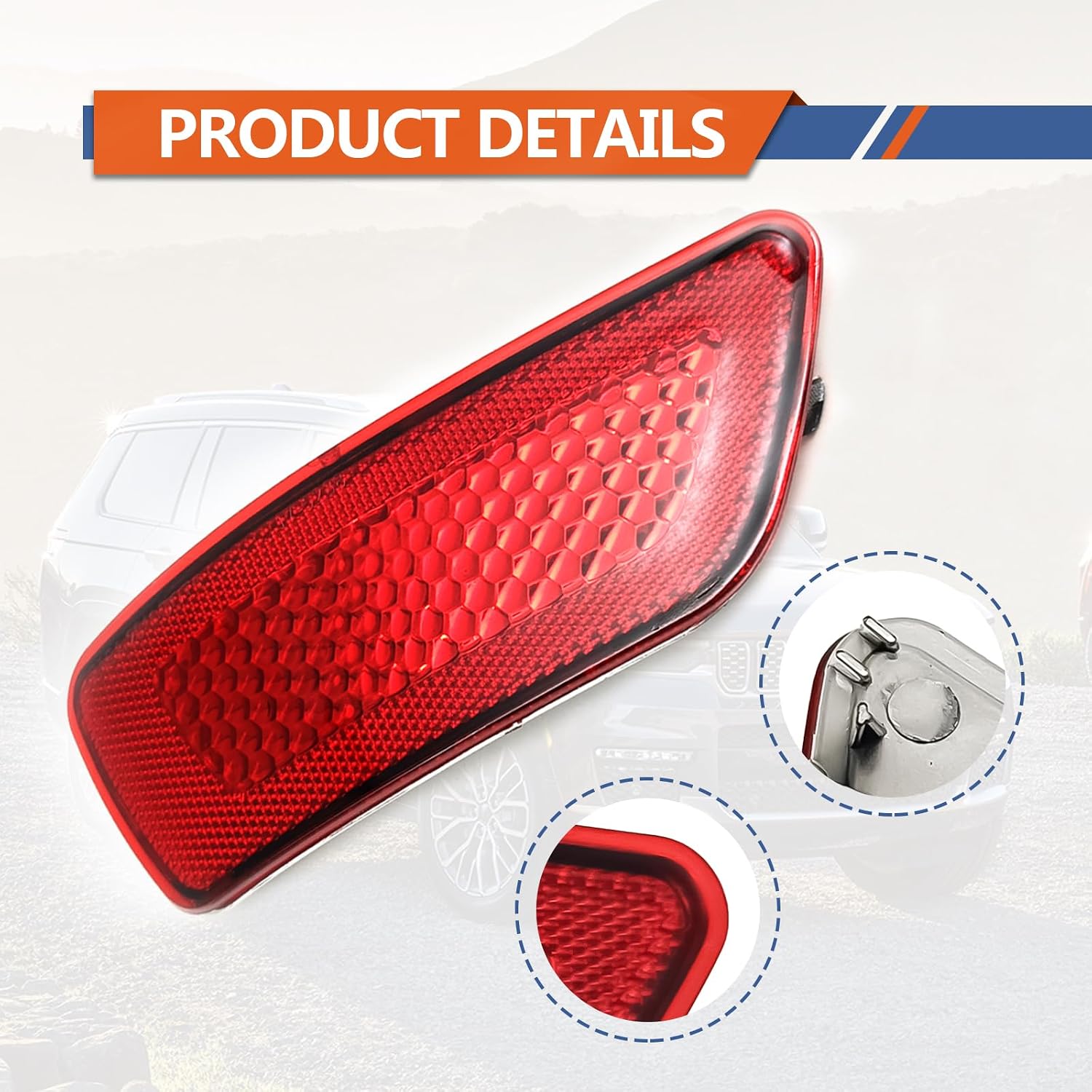 2PCS Rear Bumper Reflector Light Lamp Compatible with Jeep Grand Cherokee 2011-2021, Dodge Journey 2011-2020, Compass 2011-2017 OEM 57010721AC 57010720AC (Left and Right)