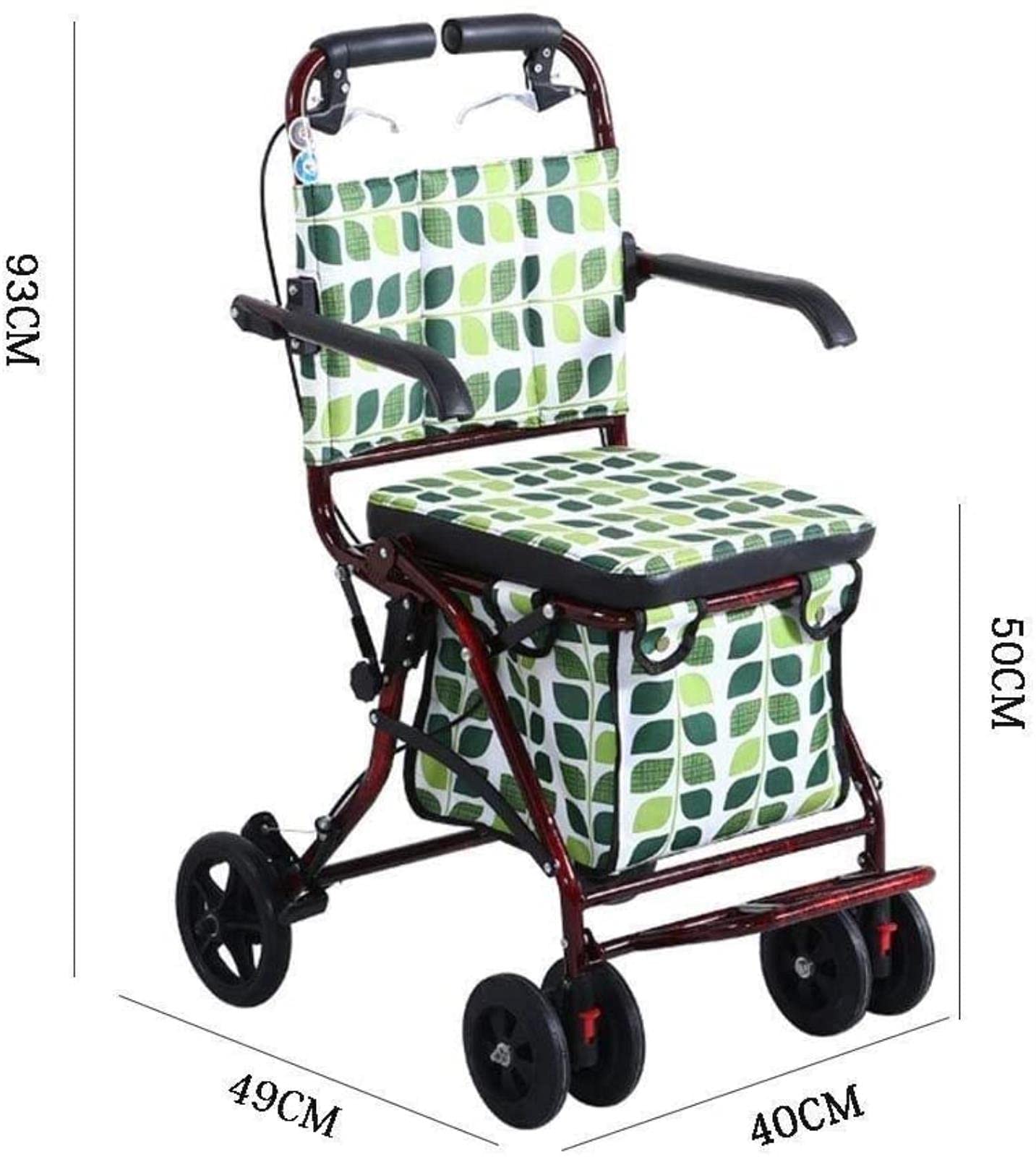 Rollator Walker Rama do chodzenia Standardowy chodzik Rollator 4 koła Rollator do chodzenia, składana pomoc w chodzeniu, siedzisko z regulacją wysokości Chodzik dla osób starszych Tęsknota za