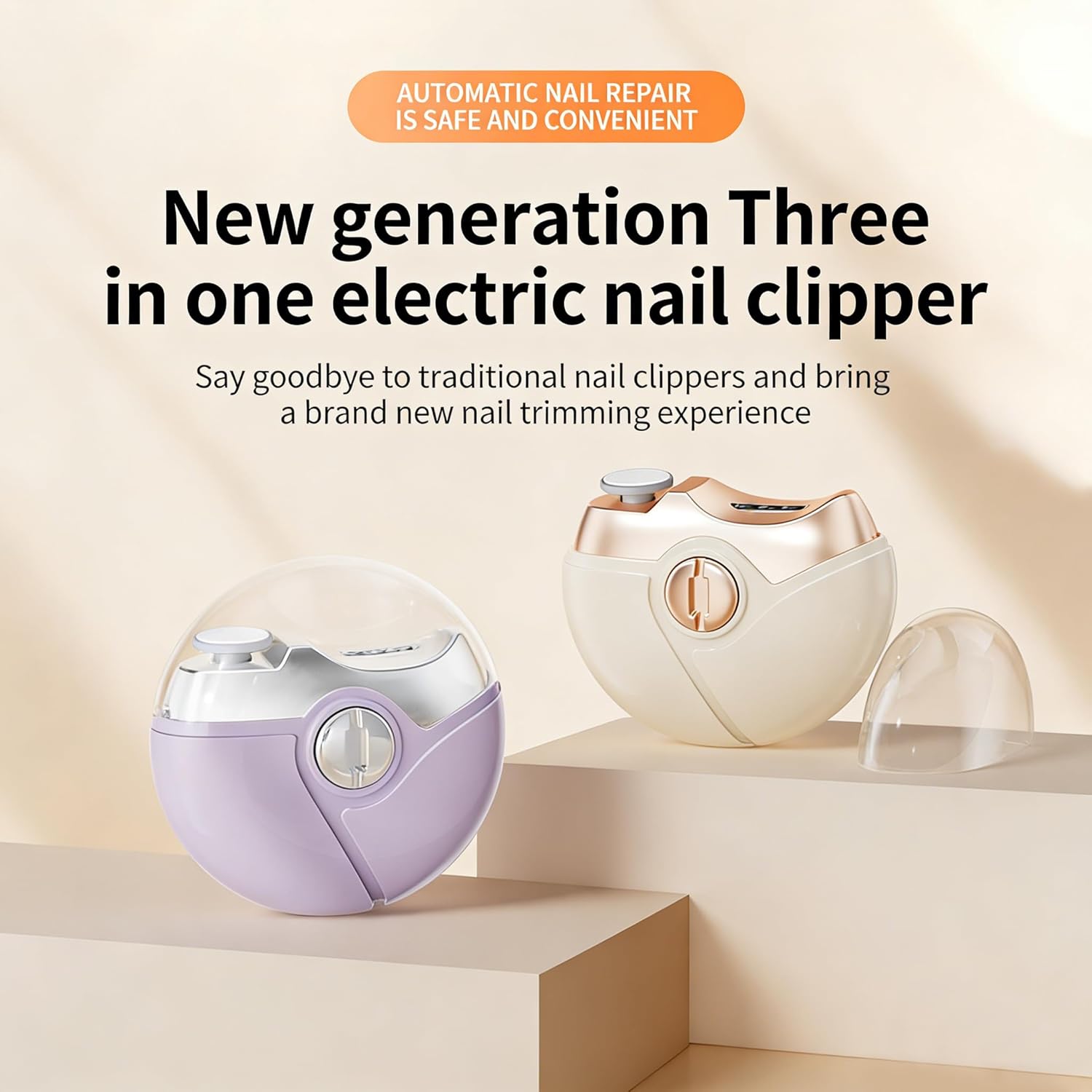 Electric Nail Clipper for Seniors Automatic 2 in 1 Nail Trimmer and Polisher with LED Light Built in Debris Catcher USB Rechargeable Portable Grooming Tool for Thick Toenails Adults（Purple）