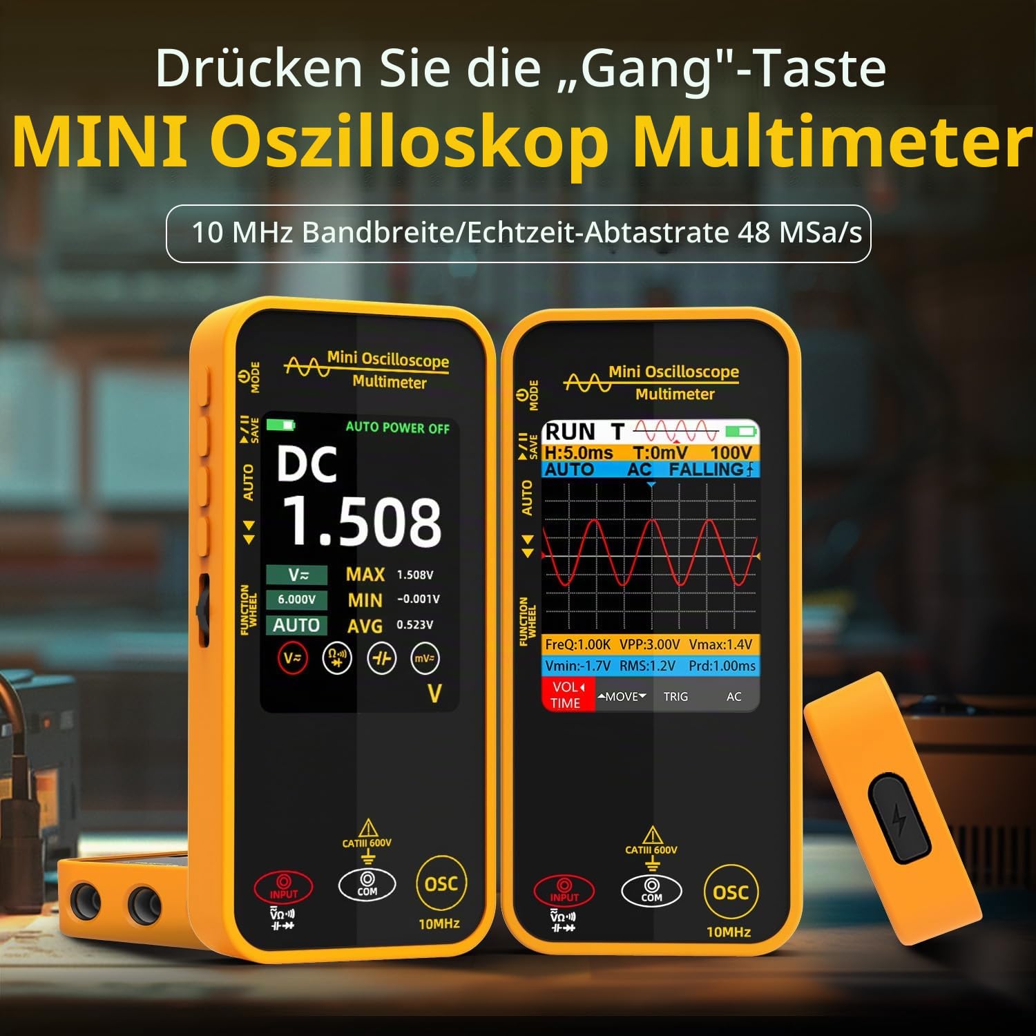 OS1 Digitales Oszilloskop Multimeter 10MHz Bandbreite Handoszilloskop mit 48MSa/s Abtastrate 3.2" TFT LCD Wiederaufladbares Multimeter Kapazitäts Dioden Ohm Spannungsprüfer