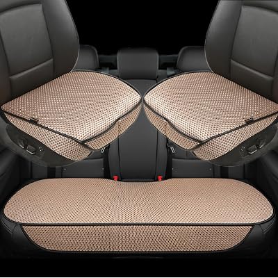 Auto Newer Breathable Universal Four Seasons Car Seat Covers, Luxury Include Front Car Seat Protector and RearCar Seat Cushion,Compatible with 95% Vehicles, Fit for Cars Truck SUV (Beige,3PCS)