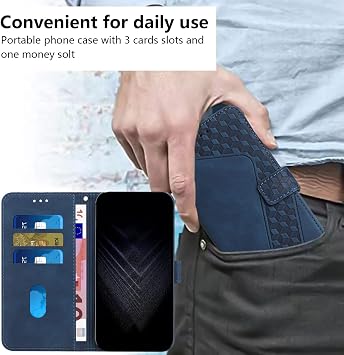 Compatible with Infinix Zero 5G 2023, Leather Flip Protective Phone Wallet Cover with Card Holder Slots Shockproof Kickstand Case-Blue