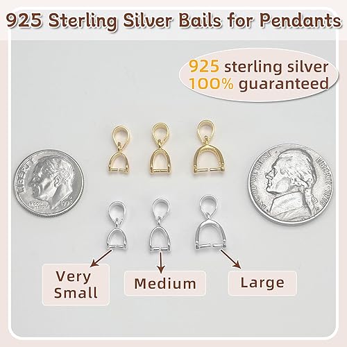 Miniatura 5 de Fianzas de plata de ley 925 para colgantes, conectores de cierre, fianzas para joyería, collar y broches colgantes (fabricado en Italia)
