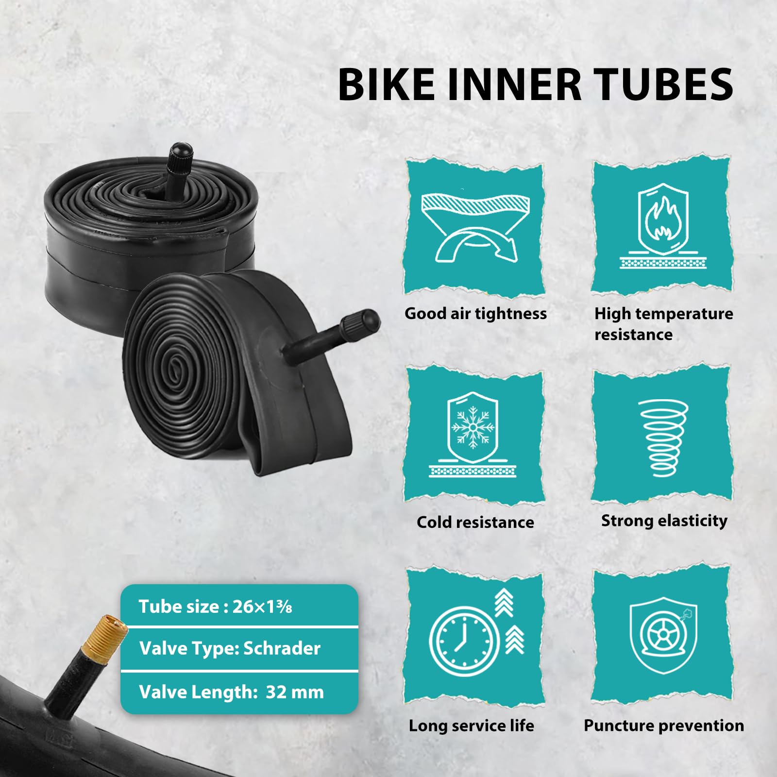 Snapklik.com : MOHEGIA 2-Pack Bike Inner Tubes - 26x1 3/8 Inch 37-590 ...