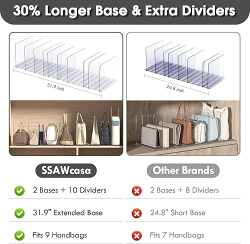 Miniatura 2 de Estante divisor de almacenamiento de bolsas de armario transparente, organizadores de bolsas para armario, organizador de almacenamiento de bolsos