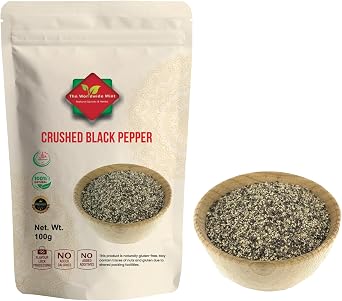 Crushed Black Pepper 100g | Coarse Cracked Black Peppercorns | Premium Quality | 100% Natural, Non-GMO & Vegan | No Additives or Preservatives