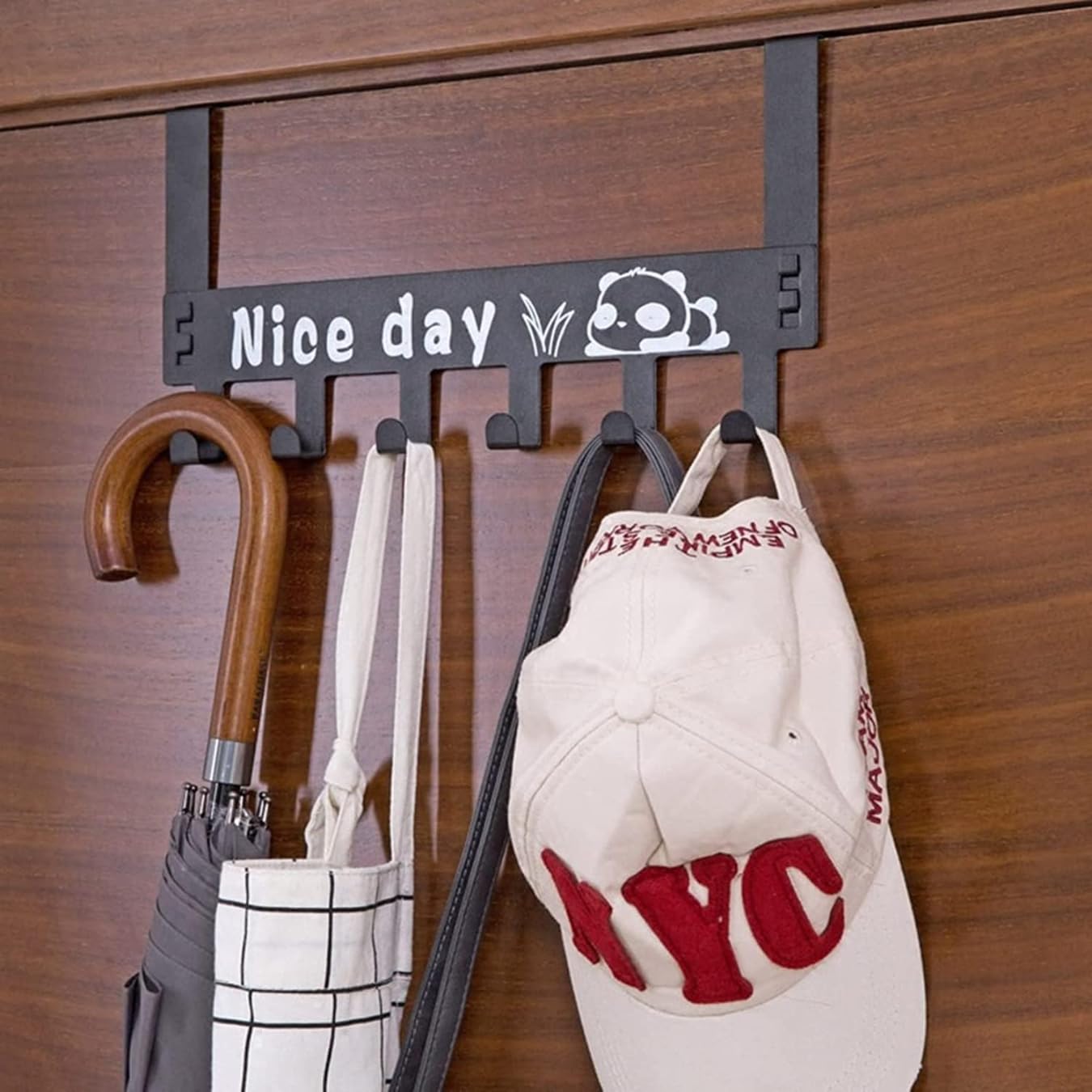 JHBK. Heavy-Duty Over Door Hook Carben Steel | Nice Day Print Hook | Cloth Hanger for Door | Removable Door Hook | Towel Hanger Bathroom Door | Black !! 6 Hooks !!-image-32