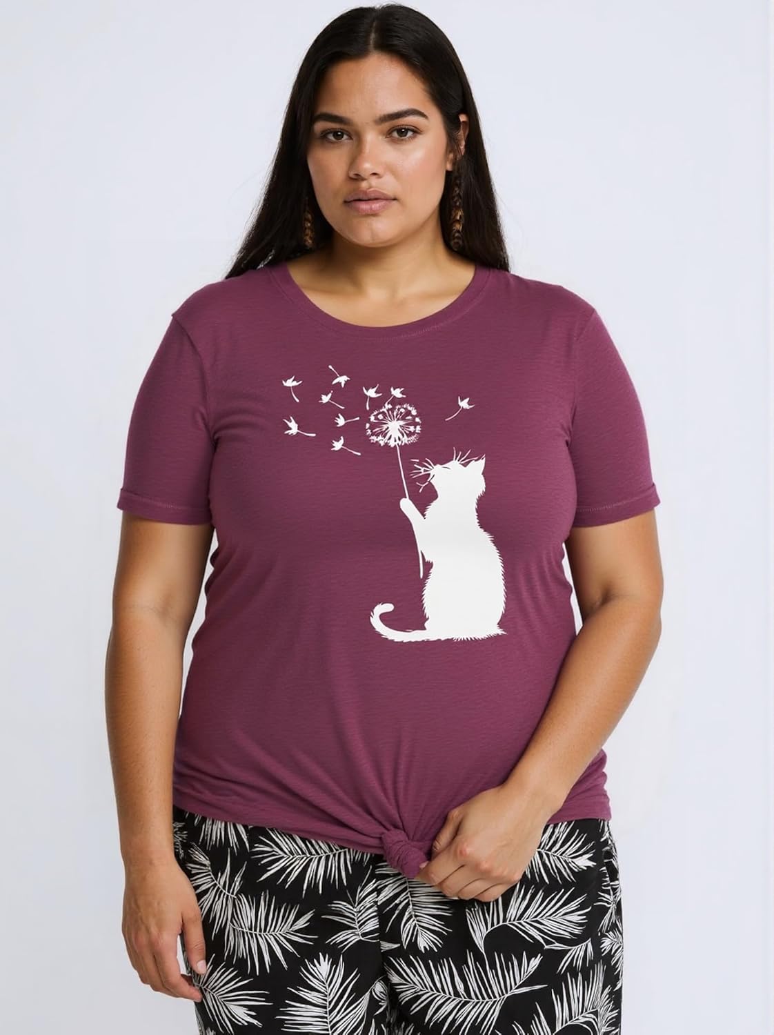 Cat Shirts for Women Butterfly Tee Shirts Womens Cute Butterfly Cat Graphic Print Tops - Image 7