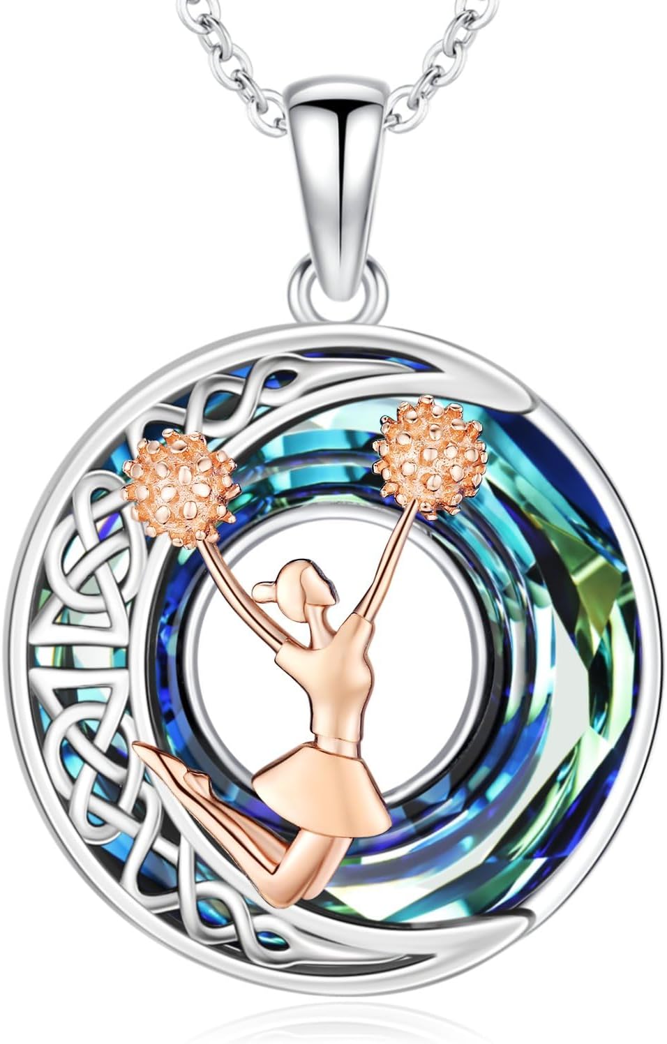 LES OSEWA Crescent Moon Celtic Necklace Sterling Silver Crystal Jewelry Graduation Birthday Gifts for Women