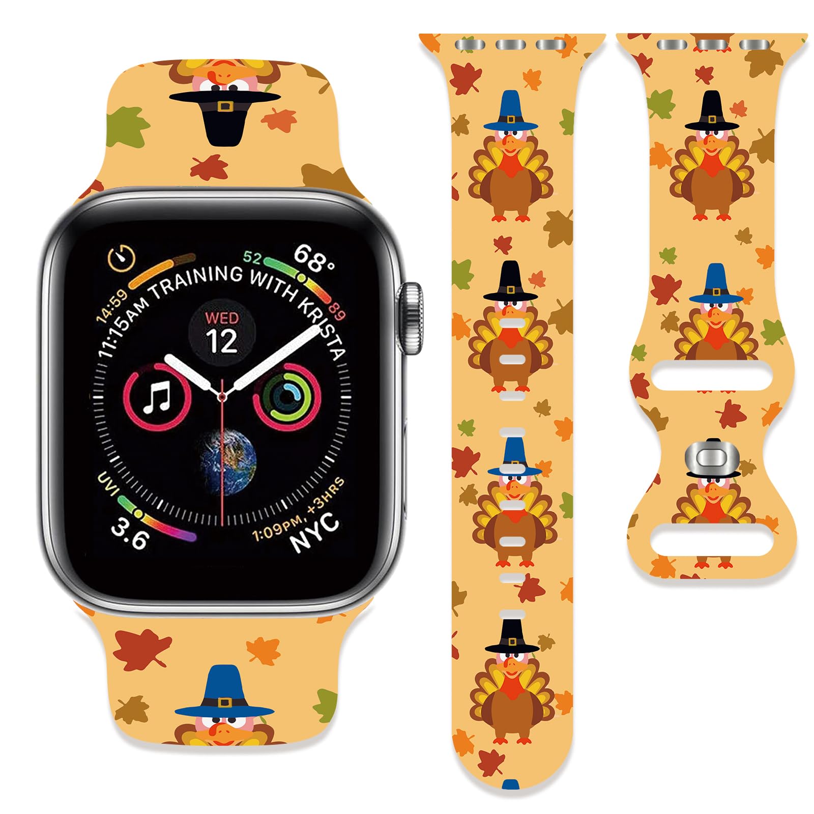 Sport Strap Compatible with Apple Watch Band 38mm 40mm 41mm 42mm 44mm 45mm 46mm 49mm Men Women,Adjustable Soft Silicone Wristbands for iWatch Ultra