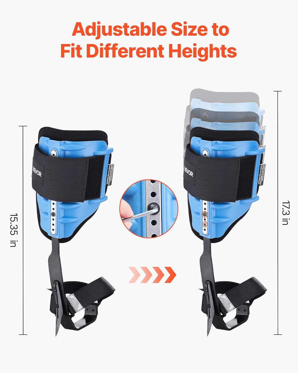 VEVOR Tree Climbing Spikes, 1 Pair Height-Adjustable Climbing Spurs, 350lbs Load Capacity Tree Climbing Gear with Straps, Arborist Equipment for Climbers, Hunting, Fruit Picking