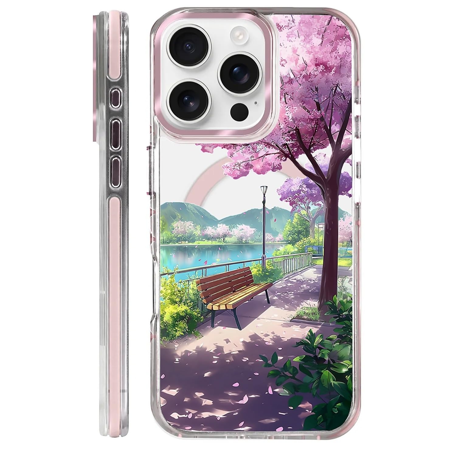 Coque iPhone 16 Pro Magsafe transparente rigide haute protection Spring Sakura - 8