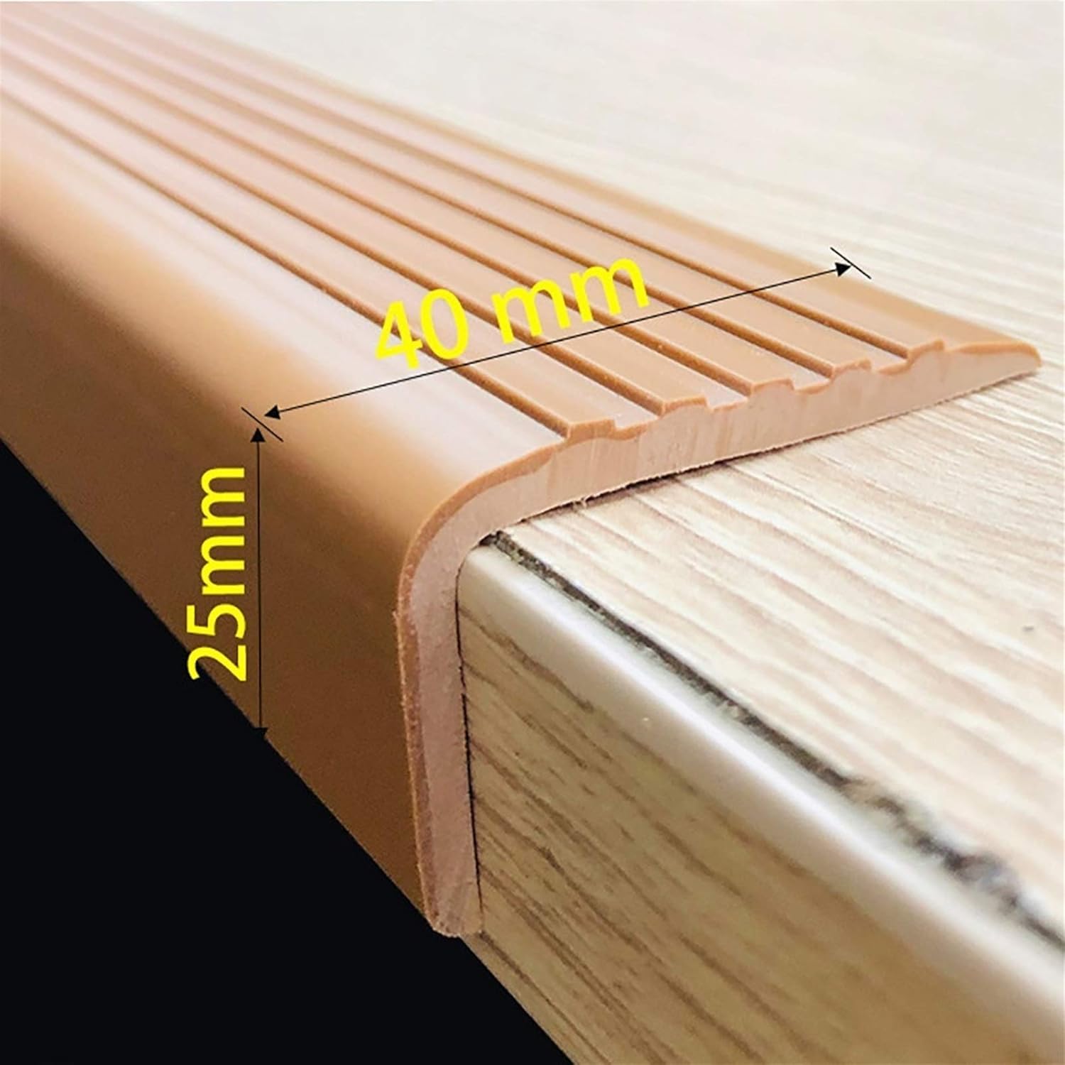 Threshold Strip 10Pcs PVC 1.5M Length Self-Adhesive Stair Anti Slip Nosing 40x25MM Angle Step Edge for Stairs Protection Non Slip Stair Edge Nosing (Color : Brown Size : 4x2.5x150cm)