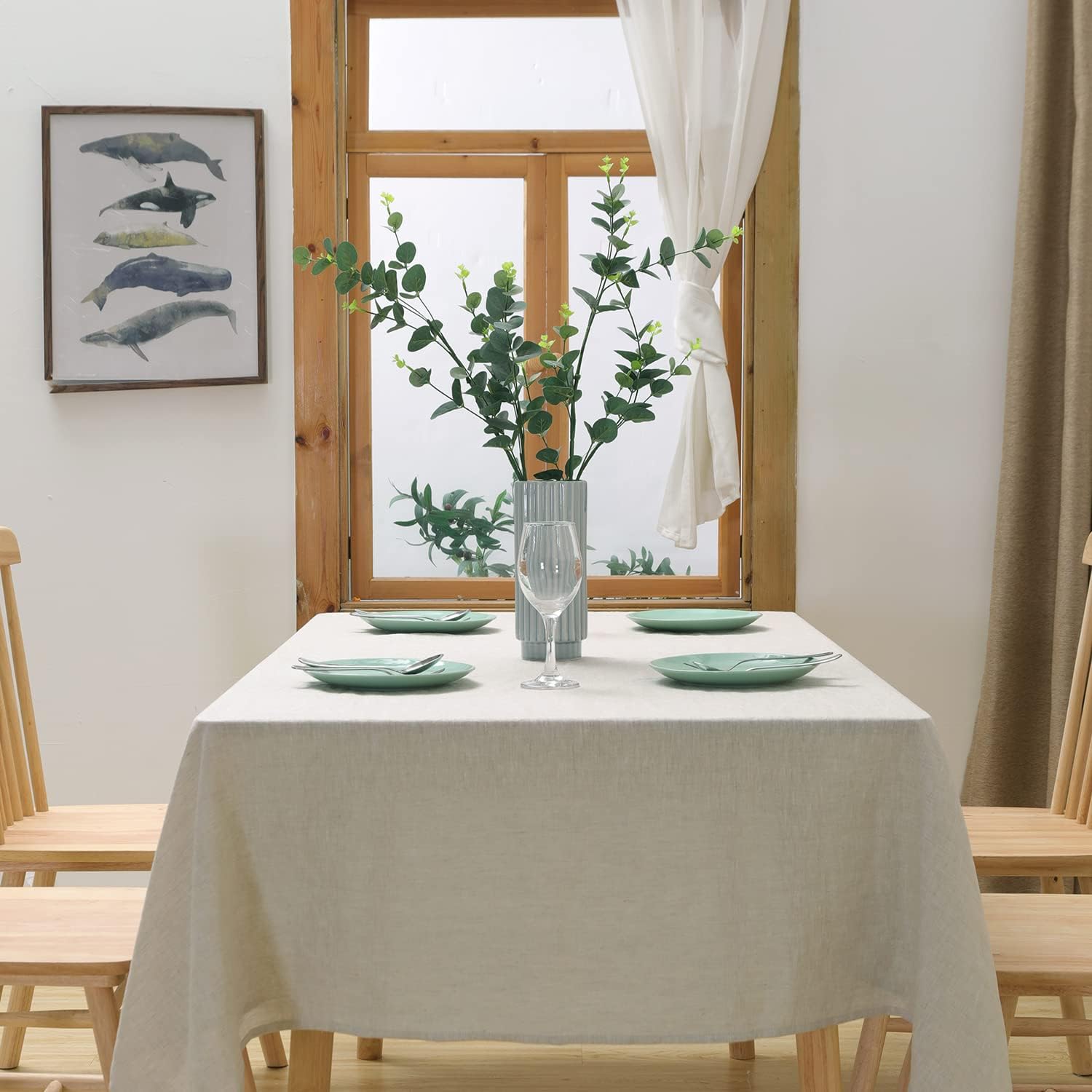 CHUFFED Mantel de lino 100% rectangular, mantel de tela de lino de alta calidad para mesa de cocina y mesa de comedor, elegancia natural para su hogar (natural, 140 × 100 cm)