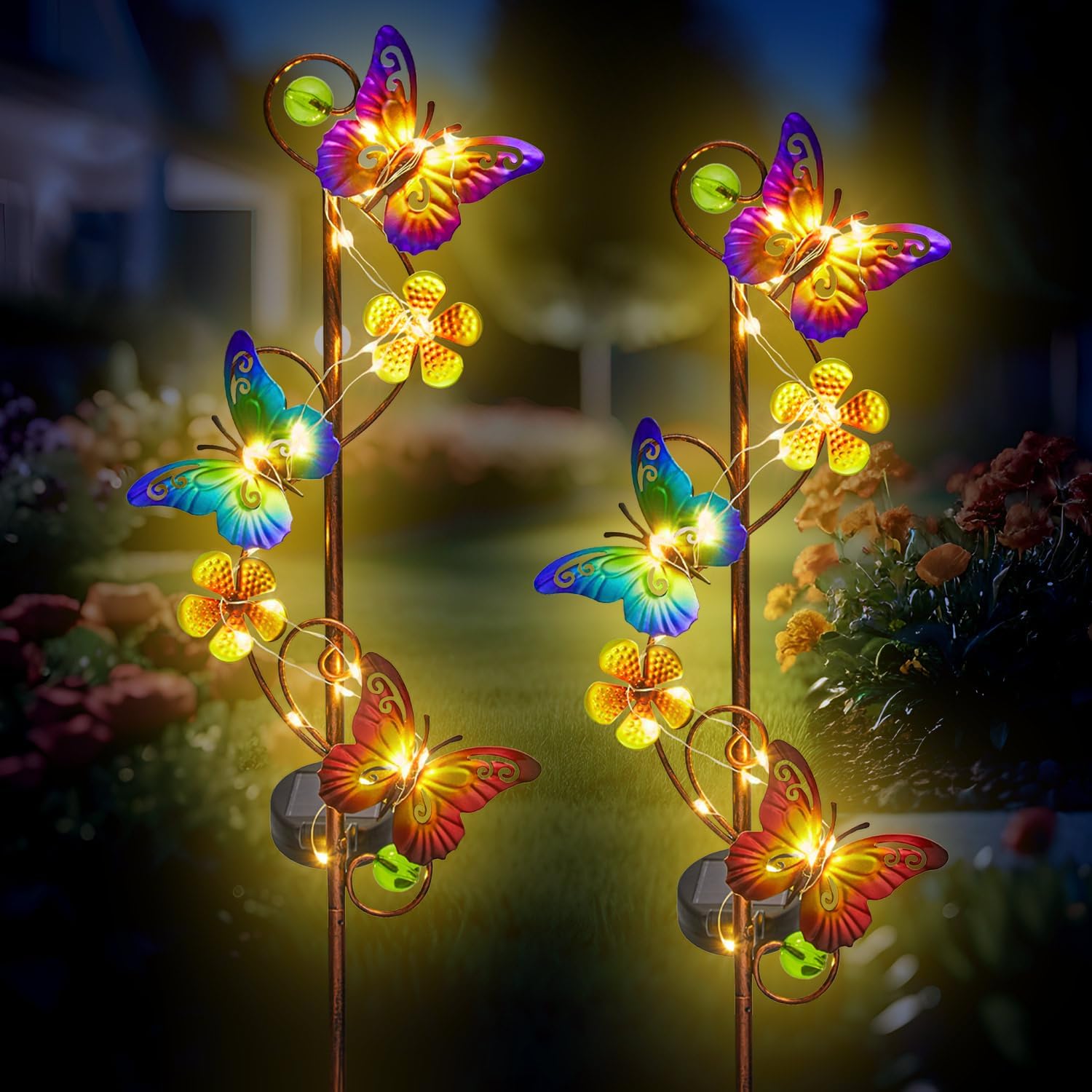 NAN ZAI NAN FANG Butterfly Solar Stake Lights, Waterproof, for Outdoor Decor, Garden,Lawn,Patio or Courtyard, 2 Pack