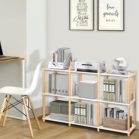YGYQZ Bookcase, White Bookshelf 6 Cube Storage Unit, Display Unit Low Bookshelf Wide Open Shelves for Living Room, Bedroom and Home Office 120x30x71 cm