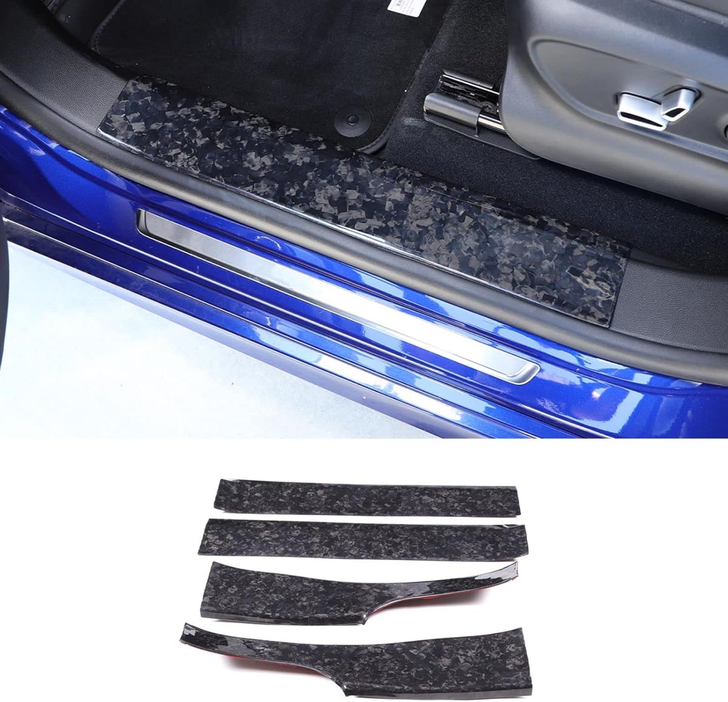 TOYCIDFG Car Door Threshold Protection Sticker Protectors Carbon Fiber Cover Trim Decorative Door Entry Guard Compatible with Maserati Grecale 2022+ (Inner Threshold, Compatible withged Texture)