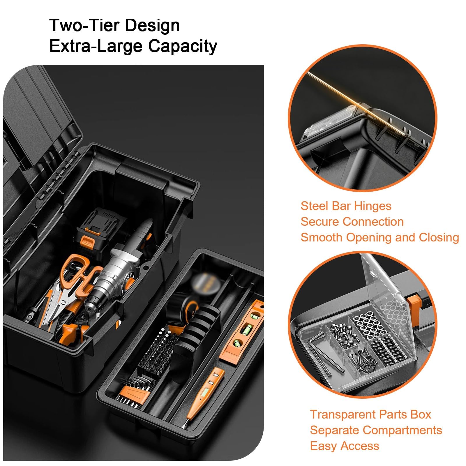 Trousse Outils 2 Couches, Bacs a Pieces Transp, Valise Rangement