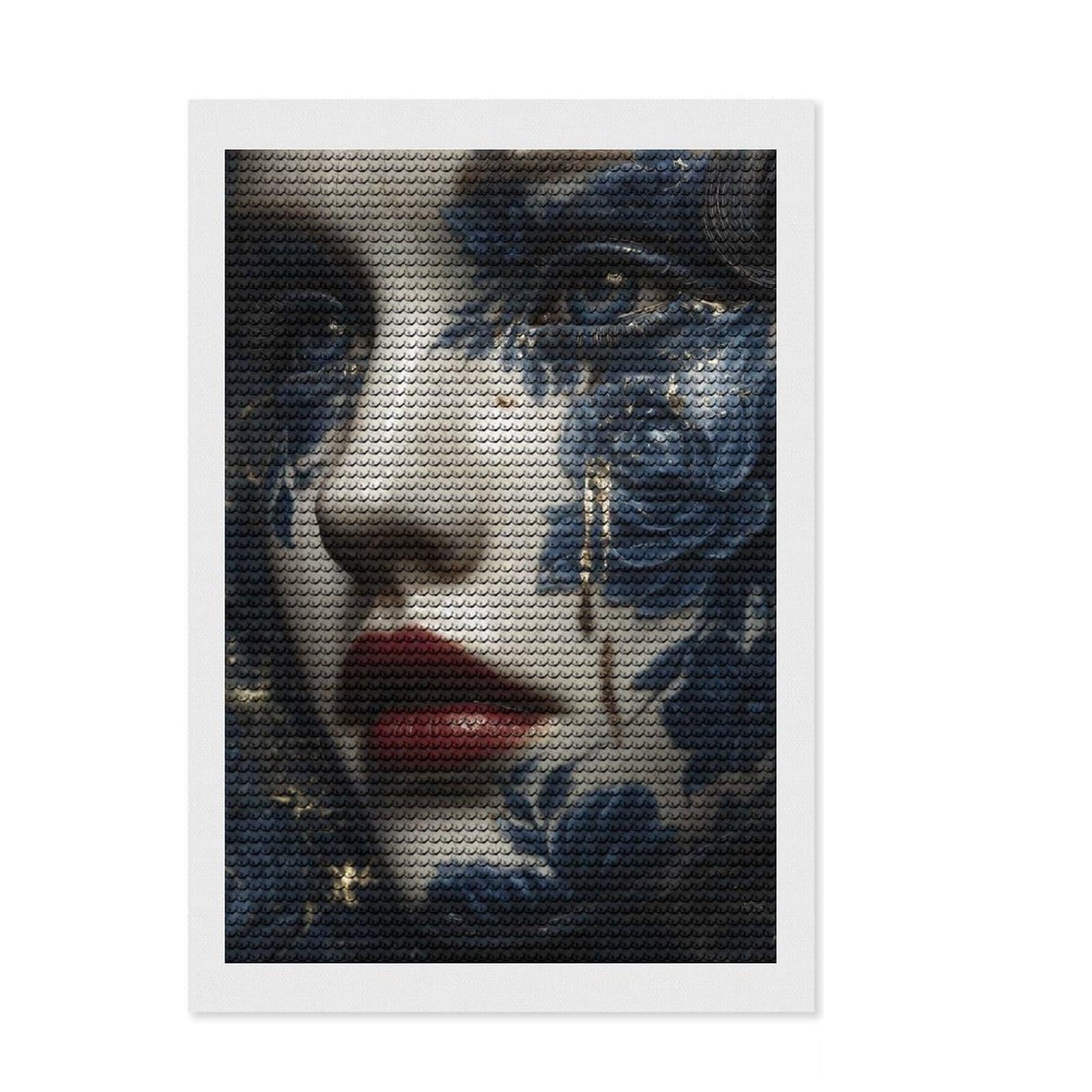 Junmoney Porcelain Tears Kintsugi Woman in Blue and Gold Diamond Painting Canvas Set 8"x12", Neat Printed Canvas, Creative Leisure Activity, Cosy Home Accent