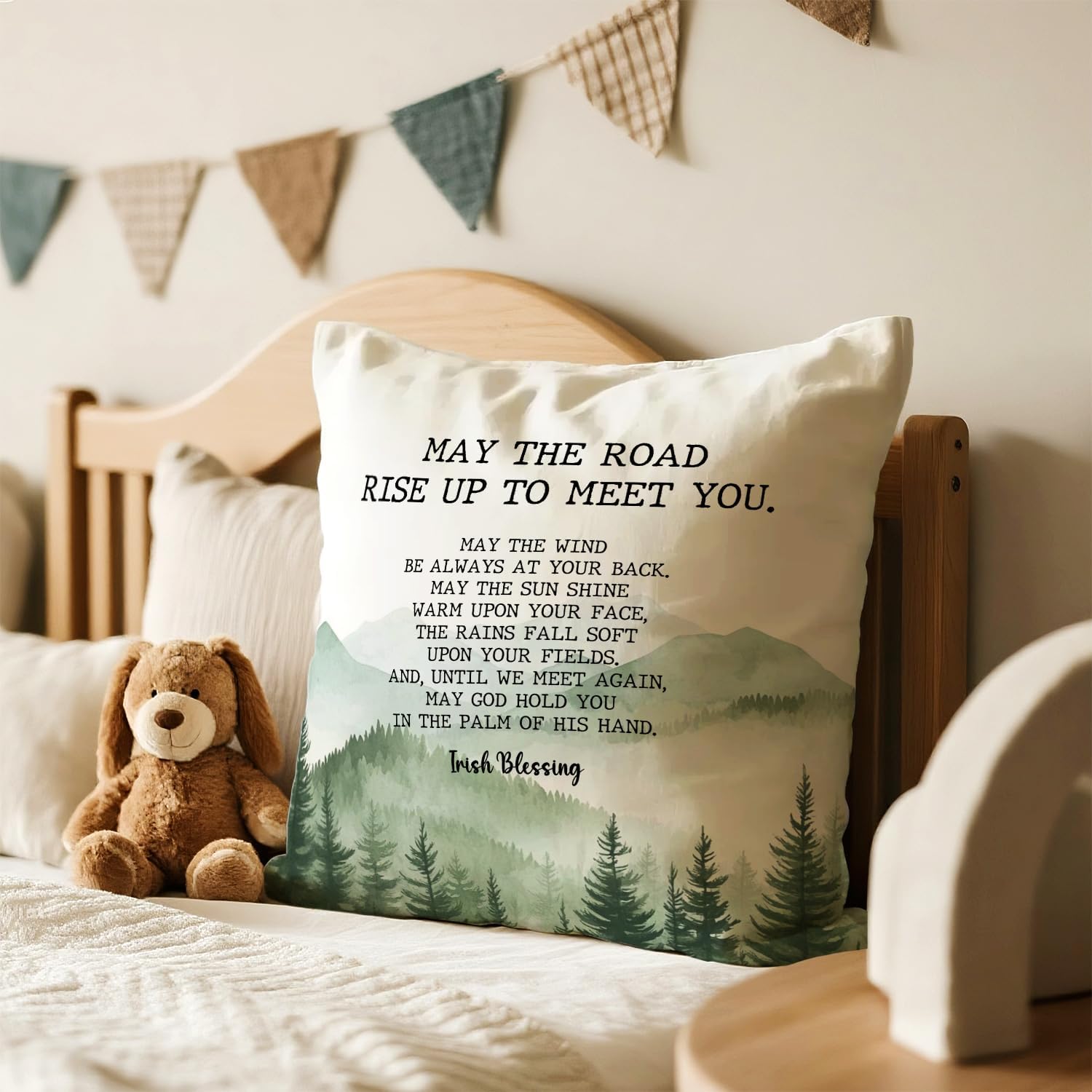 Irish Blessing Throw Pillow Covers,Irish Forest Cushion for Home Decor,Inspirational Gifts for Women Friends,18x18 inch