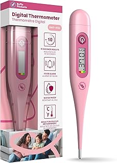 Digital Thermometer ByFloProducts – Perfect Baby Thermometer with Accurate Readings and Fever Indicator - Basal Body Thermometer, Oral Thermometer, Rectal & Underarm with Celsius/Fahrenheit (Pink)