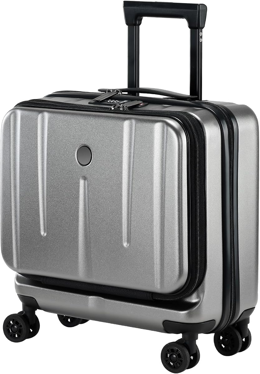 16" Carry On Briefcase Luggage with 2 Laptop Compartments | Airline Approved Lightweight Hardshell Suitcase with Spinner Wheels,YKK Zipper, Commute Work Business Trip, Grey