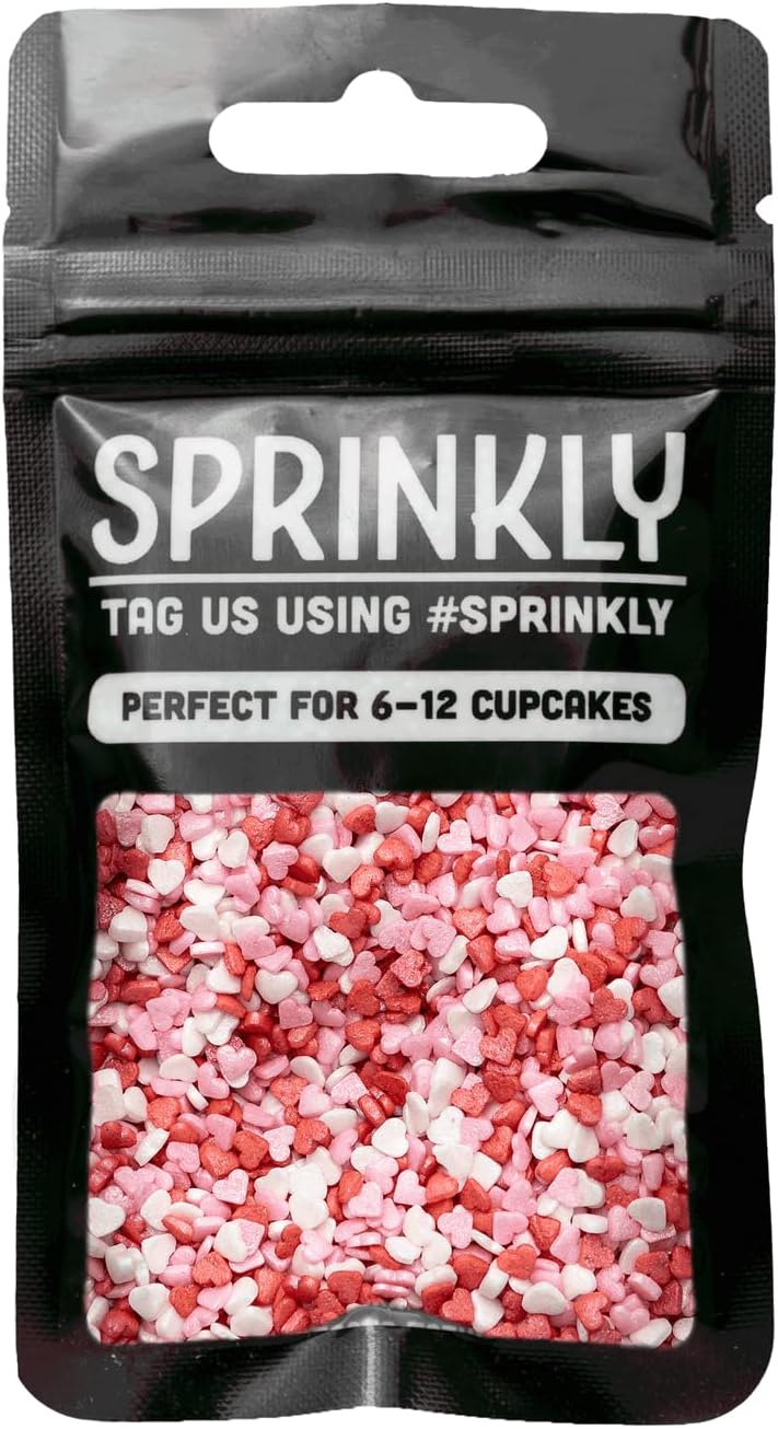 SPRINKLY - Glimmer Hearts - Pink, Red & White (Mini) - 25g