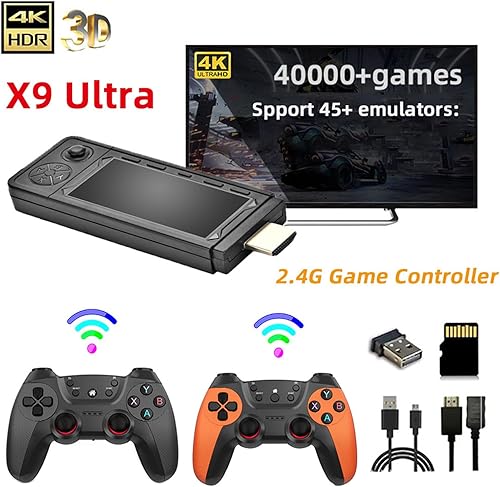 Miniatura 5 de X9 Ultra Retro Gaming Console Stick Built-in 64G128G256G TF Card 37000+42000+60000+ Classic Games, 2.4G Dual Wireless Controllers, 4K HDMI HD