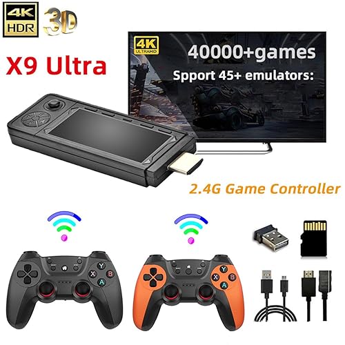 Miniatura 4 de X9 Ultra Retro Game Sticks con 2.4G Dual Wireless Controllers, 256G Plug and Play TV Video Game Console Emuladores 4K HD para TV, más de 60000 juegos