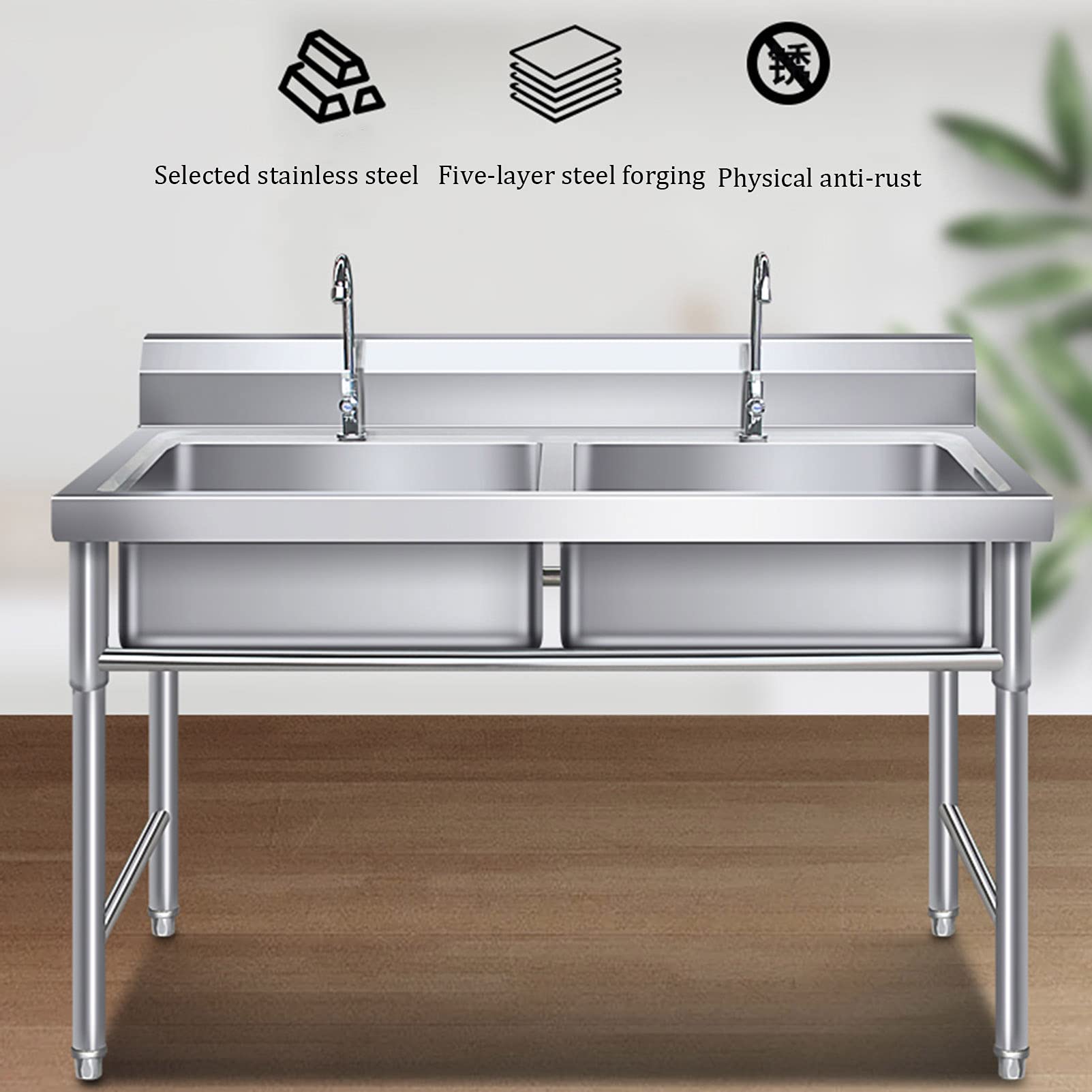 Lavello da Cucina, Lavello in Acciaio Inox, Lavello con Staffa Stabile E Durevole. Lavello Singolo E Doppio, Utilizzato in Bar, Ristoranti, Bagni/Stile Spesso/120 * 60 *