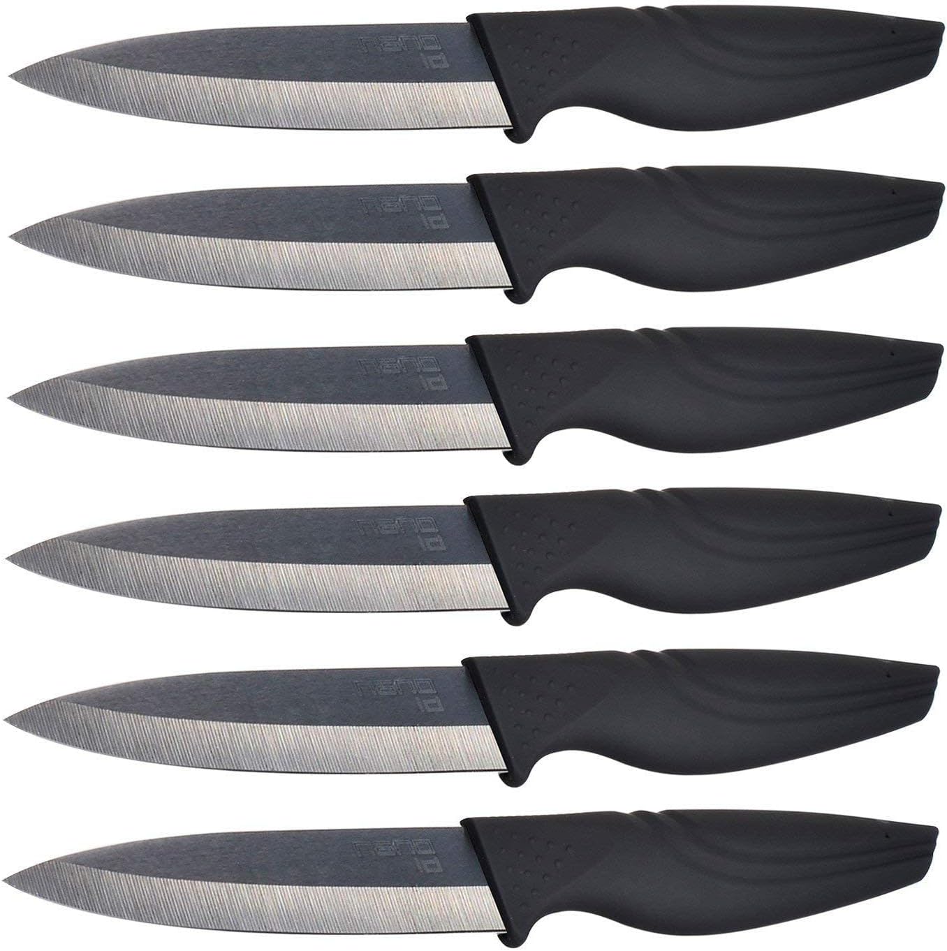 Steak Knives Set of 6 Extremely Sharp Kitchen Ceramic Black Blade Knife