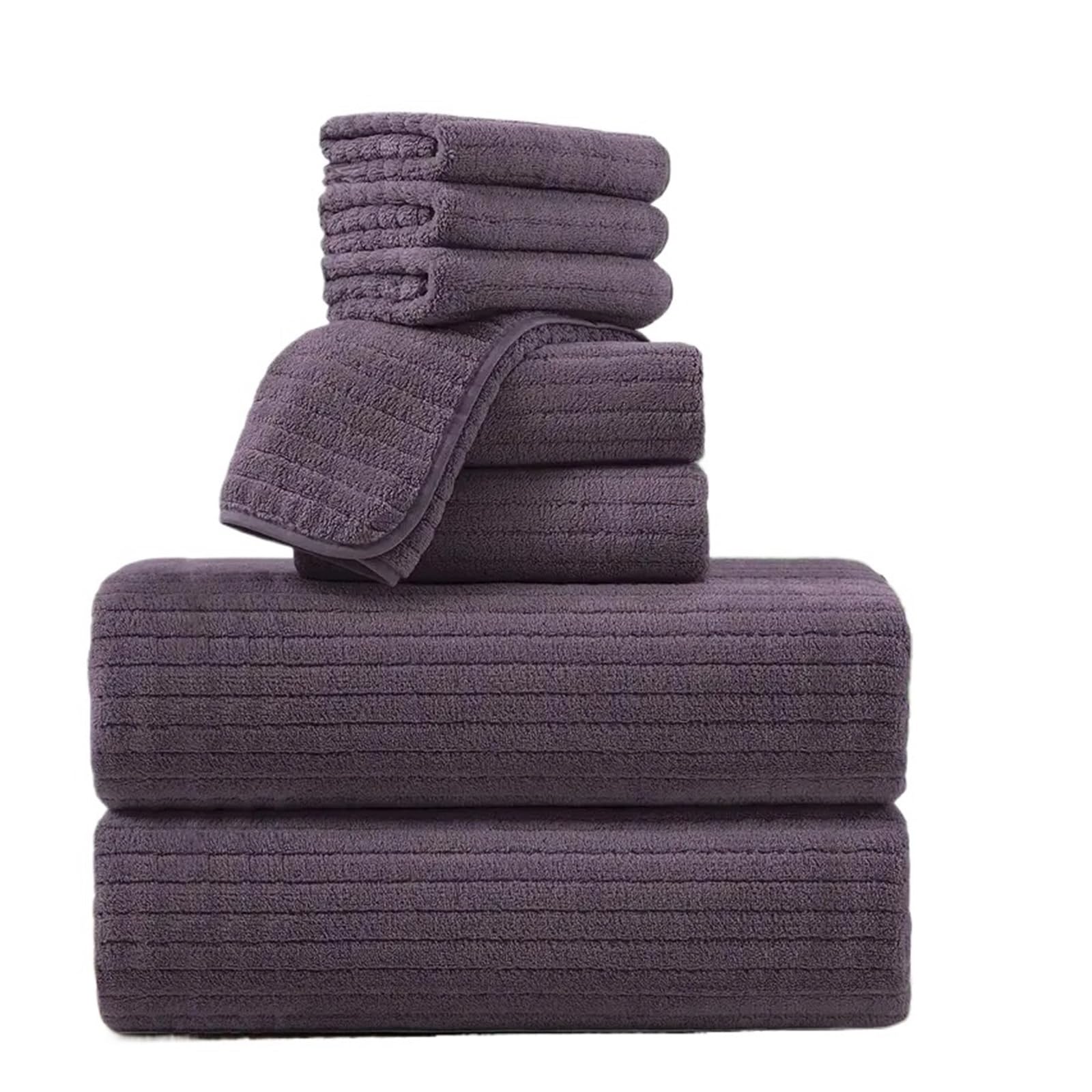 FGUJSUR Bath Towel 8 Pcs Bath Towel Set - 4 Washcloths, 2 Face Towels & Absorbent & Quick Dry, Ideal For Bathroom, Gym & Hotel Use(8pcs Purple)