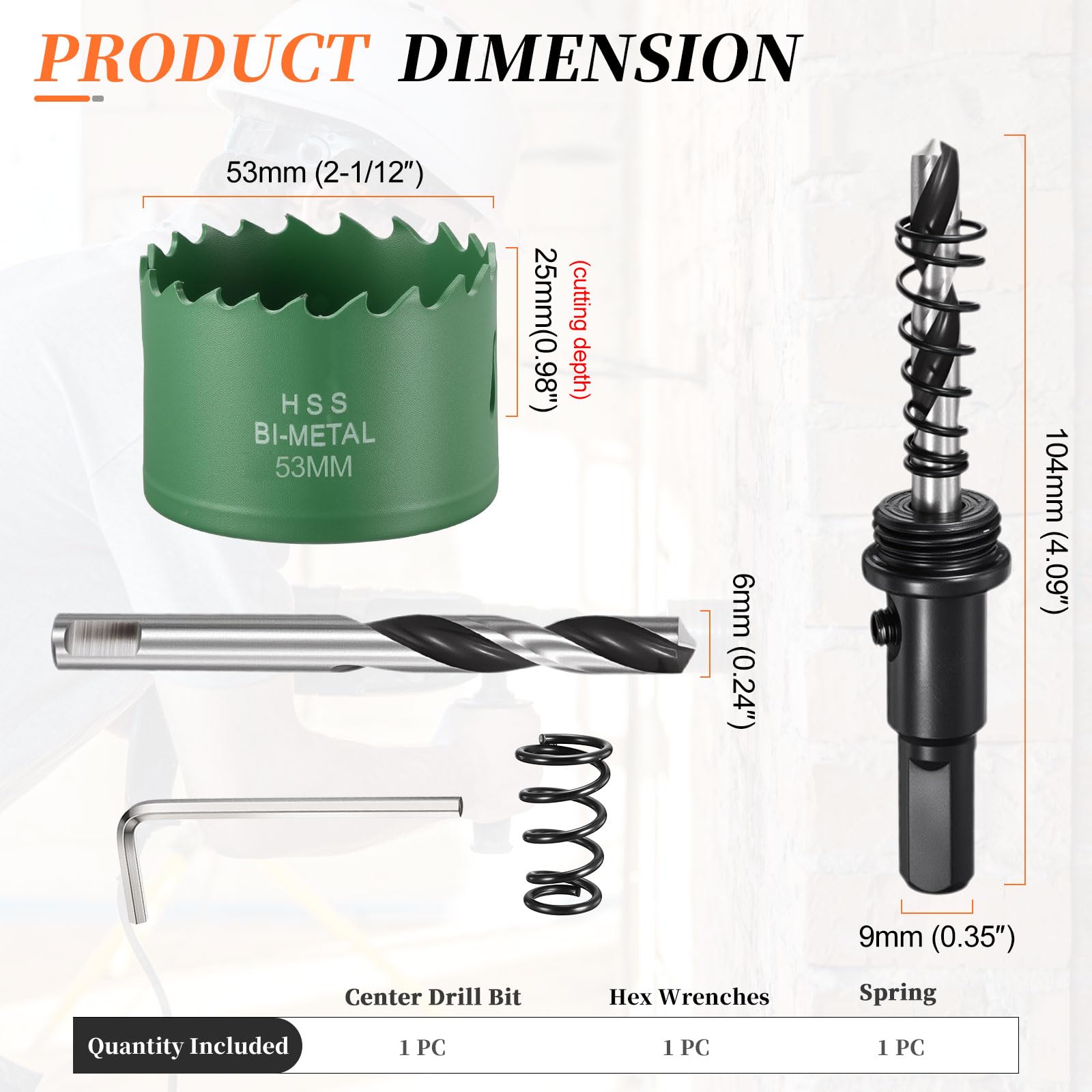 METALLIXITY Bi-Metal Hole Saw 2-1/12", M42 HSS Circular Head 53mm Hole Cutter with Center Drill Bit - Image 2