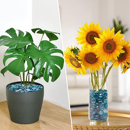 Miniatura 5 de GASPRO Rocas de río de 15 libras y canicas de vidrio plano de 20 libras para jarrón, plantas, suculentas, paisajismo, jardín y más