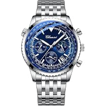 Tiong Men's Business Chronograph Watch - Stainless Steel Band, Moon Phase & Six-Hand - Waterproof, Luminous Date Display Quartz Wristwatch