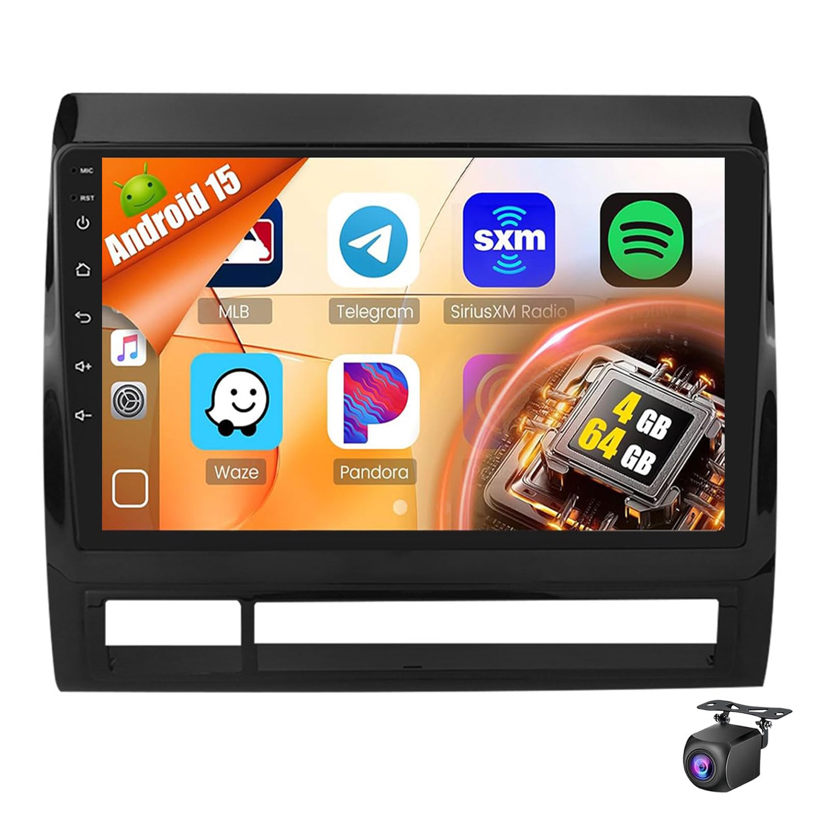 Android 15 Car Stereo For Toyo-ta Tacoma 2/HILUX 2005-2013 With Carplay 9 Inch Touch Screen Car Radio With GPS Navigation Bluetooth FM RDS DSP WiFi Android Auto SWC Backup Camera(Size:8Core 8+256G)
